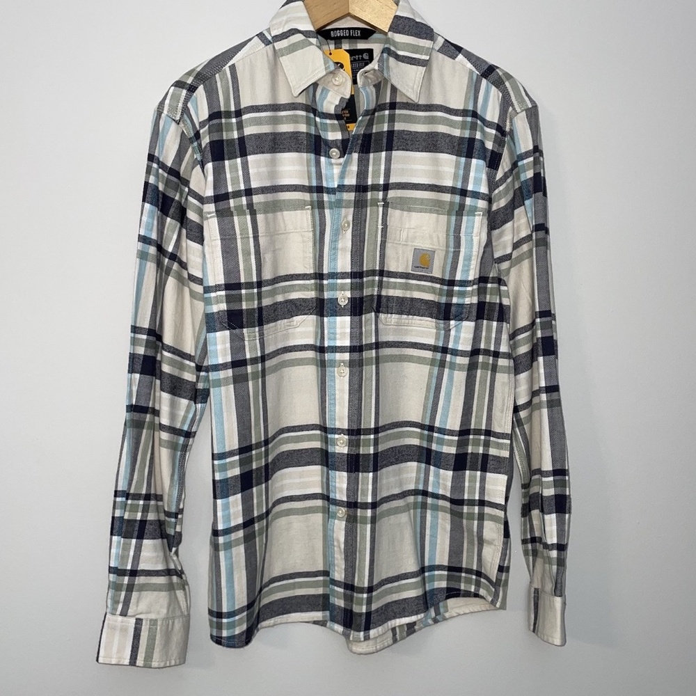 Carhartt Men's Small Flannel Shirt Rugged Flex Fit Long-Sleeve Plaid NWT